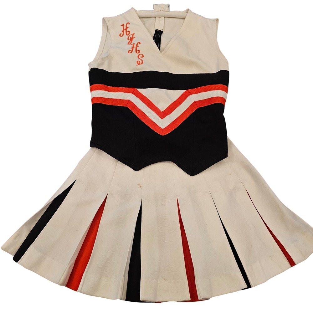 Vintage Cheerleader Supply Co Uniform Set White Black Orange HFHS Size 7 USA